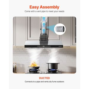 Cappa da cucina per camper da 90 cm, cappa aspirante da 36 pollici, 900 CFM, doppi motori, in acciaio inossidabile, con controllo touch gestuale - Product Image 3