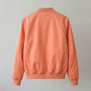 Blouson bomber corail pour homme, coupe classique, col rabattu, fermeture éclair, couleur unie, style décontracté, vêtement d'automne - Product Image 5