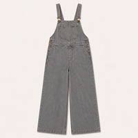 Combinaison Salopette en Jean Taille Haute à Jambes Larges pour Femme, Unie, Délavée, Décontractée, à Bretelles, Style Streetwear d'Été, Coupe Droite, Confortable et Ample