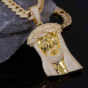Colgante con Rostro de Jesús con Micro Pavé de Moissanita, Plata 925 Chapada en Oro, Estilo HipHop para Hombre, Uso Diario, Collar de Fe Religiosa - Product Image 6