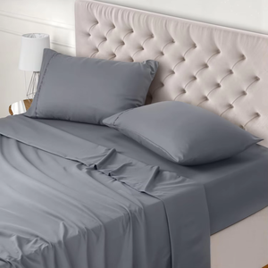 5 Star Hotel Linen Luxury Super Soft 4-Piece Solid Fitted Flat <b>Sheet</b> Pillowcases Set <b>King</b> <b>Size</b> - Product Image 3