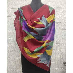 Fine <b>Wool</b> Hand Painted Stole Luxury 80% Fine <b>Wool</b> 20% Silk Blend Shawl Elegant Artistic <b>Wrap</b> Soft Warm Lightweight 70x200 cm - Product Image 4