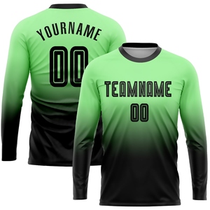 Maillot de football personnalisé OMMIZ INDUSTRY vert pois et noir à manches longues par sublimation, effet délavé, vente en gros directe - Product Image 1