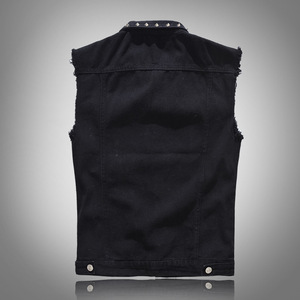 Men'S Style <b>Denim</b> Vest Heavy Metal Sleeveless Jean <b>Jackets</b> Heavy <b>Denim</b> Metal Hiphop <b>Jackets</b> for Men - Product Image 2