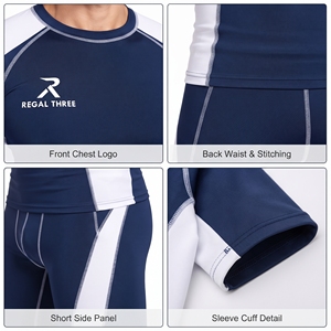 Conjunto de Natación de 2 Piezas para Hombre con Bloques de Color, Camiseta de Manga Corta con Cuello Redondo y Pantalones Cortos de Secado Rápido, Conjunto de Natación de Poliéster con Protección Solar para Hombre - Product Image 6
