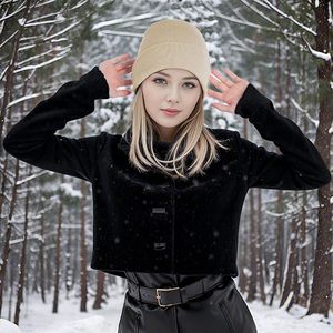 หมวกบีนนี่ถักไหมพรมสำหรับฤดูหนาว ขายส่ง ปักโลโก้ได้ หมวกบีนนี่แบบมีขอบพับ อุ่นสบาย ใส่ได้ทั้งชายและหญิง หมวกบีนนี่ถักลายริบ ปักลายปักตามสั่ง หมวกฤดูหนาว - Product Image 4