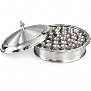 Stainless Steel Commercial Grade Polished Metal Finish Dishwasher Safe 2-Layer <b>Communion</b> Serving Tray Set Lid 40pcs <b>Cups</b> Church - Product Image 1