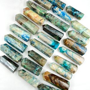 Chakralume Pointe de Cristal Naturel Quantum Quattro en Chrysocolle, Baguette de Guérison en Pierre de Luxe Faite à la Main, Pointeur Énergétique pour la Méditation et le Reiki - Product Image 1