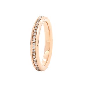 Minimal 1.2mm Round Cut Lab Grown Diamond 18K Solid Rose Gold <b>Ring</b> Luxury Micro Pavé Full Eternity <b>Thin</b> Stacking Wedding Band - Product Image 4
