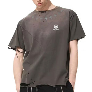 T-shirts imprimés délavés de haute qualité fabriqués au Pakistan, coupe ample, prix de gros, 100% coton, pour hommes - Product Image 4