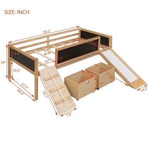 Letto a soppalco singolo con due contenitori in legno naturale per bambini (vecchio SKU LP000075AAM) - Product Image 5
