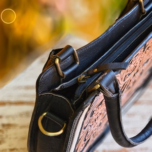 2026 New Arrival Hand Tooled Florals Carved Black & White Hair Fur 100% Genuine Leather Saddle Hand <b>Bags</b> Women Zipper Waterproof - Product Image 5