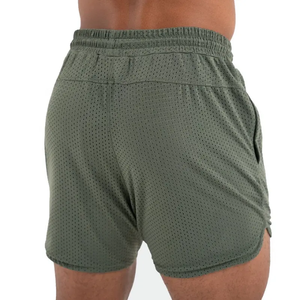 Mesh shorts Joggers Fitness Athletic Workout gym Fitness Running High Waist Drawstring Summer Double <b>Layer</b> Sublimation Plain 100 - Product Image 5