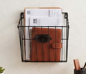 Modern Rustic Metal <b>Wire</b> Storage <b>Basket</b> Rectangle <b>Hanging</b> Multi-Purpose Neatening Organizer Stylish Home Organizer - Product Image 3