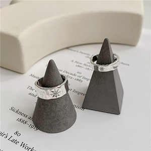 S925 Sterling Silver Children's Fashion Six-Pointed Star Niche Design Pleated Ring Simple Personality Retro - Product Image 1