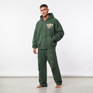Conjunto de Chándal de Algodón de Alta Calidad para Hombre, con Sudadera con Capucha de Hombro Caído y Cremallera Completa, y Pantalones Jogger de Ajuste Relajado con Efecto Desgastado, Fabricante Mayorista - Product Image 5