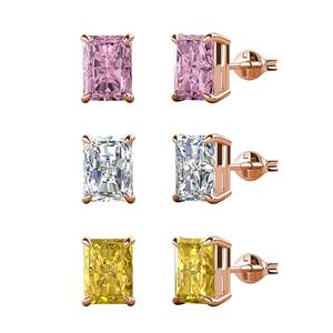 Haute qualité glace pierre concassée 925 en argent Sterling coupe radiante rose Solitaire boucles d'oreilles fines femmes bijoux destin bijoux - Product Image 6