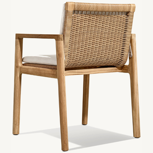 Silla individual de madera de teca con detalles de ratán, ideal para una terraza cómoda y agradable para uso en exteriores, resistente a la putrefacción. - Product Image 5