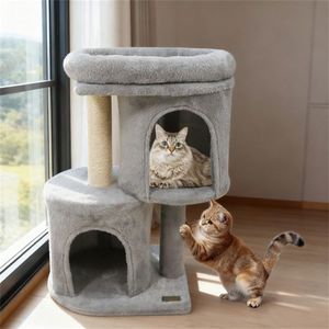 26\" Compact Cat Tree with 2 Condos and Sisal <b>Scratching</b> <b>Posts</b> Anti-tip Tower for Small Spaces - Product Image 2