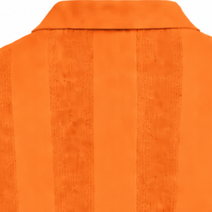 Pull-over décontracté pour homme en maille à manches longues, orange vif, avec motif à rayures verticales texturées et ourlet côtelé - Product Image 4