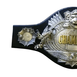 เข็มขัดแชมป์มวยปล้ำทองและเงินแบบกำหนดเอง พร้อมลายสิงโต สายสีดำ คุณภาพพรีเมียม - Product Image 3