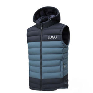 Nouveau design – Gilet matelassé sans manches pour homme avec blocs de couleur, capuche amovible et rembourrage en duvet pour l'hiver - Product Image 1