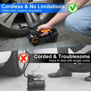 Compresor de Aire Inalámbrico Digital de 140W 150PSI 21V, Inflador de Neumáticos a Batería con Luz LED para Autos, Motocicletas y Bicicletas, Color Negro - Product Image 5