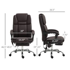 Sedia da Ufficio Ergonomica in Pelle PU Marrone, Confortevole, Riscaldata e Massaggiante, con Altezza Regolabile per Uso in Palestra - Product Image 3