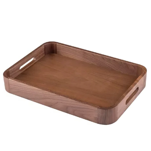 Timberra Rectangular Wooden Serving Tray With Metal Handles Minimalist Design Durable Solid Wood <b>Plate</b> Premium Crafted Ware - Product Image 3