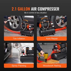 Compressore d'Aria 1.2HP 2.2 CFM@90PSI, Compressori Senza Olio da 2.1 Galloni per Riparazione Auto con Pressione Massima 116PSI per Gonfiaggio Pneumatici - Product Image 2