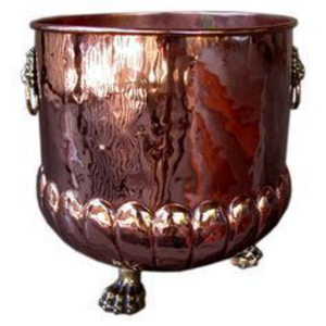Maceta de cobre martillado con patrón circular, estilo rústico, para plantas de interior y exterior, hecha a mano, en oferta. - Product Image 2