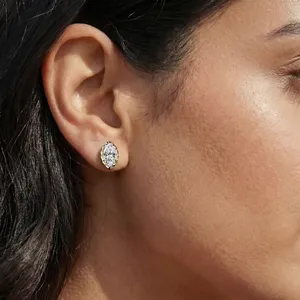 Marquise Cut Diamond <b>Stud</b> <b>Earrings</b> with Twisted Rope Frame Refined Diamond Jewelry <b>Fine</b> Crafted Diamond <b>Earrings</b> From India - Product Image 5