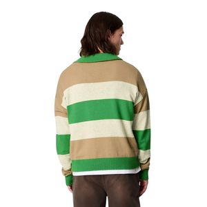 Pull en maille à rayures vertes pour homme, col polo, manches longues, pull décontracté, chaud, tricot d'hiver, logo personnalisé, fabricant OEM, usine OEM - Product Image 2