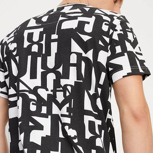 Men's Oversized Front Logo High Street Quick Dry Breathable Short Sleeve <b>V</b>-<b>Neck</b> Knitted 100% Cotton <b>White</b> Black Solid <b>T</b>-<b>Shirt</b> - Product Image 5
