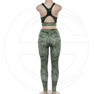 Ensemble de yoga pour femmes, vêtements de sport push-up, tenue d'entraînement ajustable, imprimé numérique, texture unie, ensemble 2 pièces pleine longueur - Product Image 3
