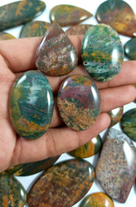 Pierres précieuses en vrac d'agate sanguine naturelle, cabochons ovales et en forme de poire, pierres polies pour la fabrication de bagues, pendentifs et bijoux - Product Image 2