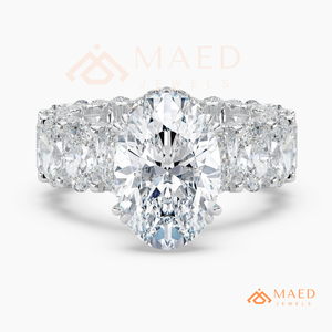 Moissanite Oval Cluster <b>Ring</b> for Women <b>Silver</b> Tone Engagement Anniversary Jewelry Elegant Daily Wear Style - Product Image 5