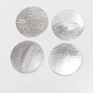Posavasos Redondos con Diseño Martillado, Posavasos Plateados para Mesa, Posavasos Hechos a Mano - Product Image 2