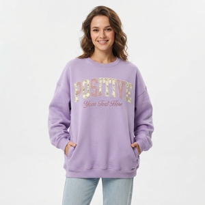 เสื้อสเวตเชิ้ตคอกลมโอเวอร์ไซส์สำหรับผู้หญิง ผ้าฝ้ายถัก พิมพ์ลายตัวอักษร สวมใส่ได้ในฤดูใบไม้ร่วง ทรงปกติ ดีไซน์โลโก้ด้านหน้า - Product Image 4