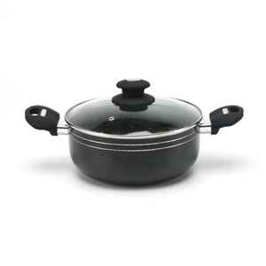 Olla de aluminio antiadherente con tapa de vidrio, compatible con inducción, para sopas y guisos, utensilio de cocina duradero. - Product Image 1