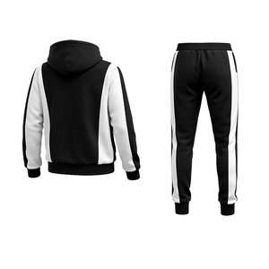 New Design Black <b>White</b> Contrast Tracksuit Set <b>Zip</b> <b>Up</b> Hoodie & Slim Fit Jogger Pants Sportswear Gym Casual Outfit For Men - Product Image 3
