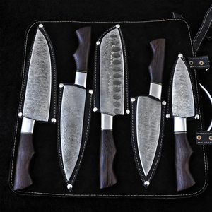 Damascus Steel Chef Knife Set with Leather Cover High Quality <b>Kitchen</b> Knife Set for Daily Cooking and Meal Preparation - Product Image 2
