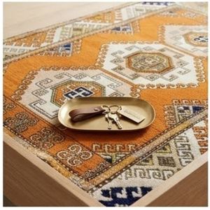 Tapis rectangulaire géométrique oriental en laine et polyester noué à la main, à poils moyens, avec envers antidérapant en caoutchouc, pour salon - Grande Vente - Product Image 5
