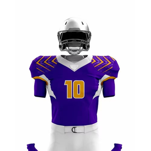 Custom Sublimated American Football Jersey <b>Men's</b> Purple White Custom Number V-Neck Short Sleeve Moisture Wicking Athletic Fit - Product Image 4