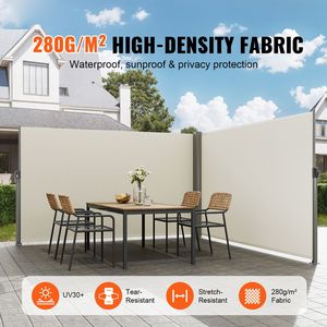 Tenda Laterale Retrattile in Alluminio 63FT X 236FT, Schermo Privacy per Esterni Impermeabile in Poliestere 280g, Vela in PC per Patio e Spazi Esterni - Product Image 2