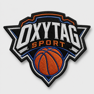 Patch de basket-ball OXYTAG Sport, brodé, thermocollant, en tissu, forme irrégulière, tissé, décoratif, prix abordable - Product Image 1