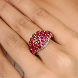 18K Natural 4.54 Ct Ruby and <b>Diamond</b> Cocktail <b>Ring</b> - Product Image 1