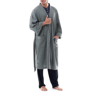 <b>Top</b> Trending High Quality <b>Flannel</b> Breathable Men's Long Sleeve Bath Robe-Casual Sleepwear Comfortable Fit 340g Poly/Cotton All - Product Image 4