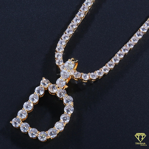 Bling Bubble Letter Pendant Custom <b>Initial</b> Moissanite Diamond <b>Necklace</b> Luxury Fashion Jewelry - Product Image 2