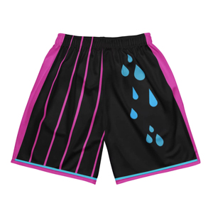 Men's Sublimated Basketball Shorts Black Pink Teal Palm Tree Print Elastic Waist Quick Dry Summer Wear - Product Image 3